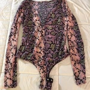 Fashion Nova Strappy Snakeskin Bodysuit